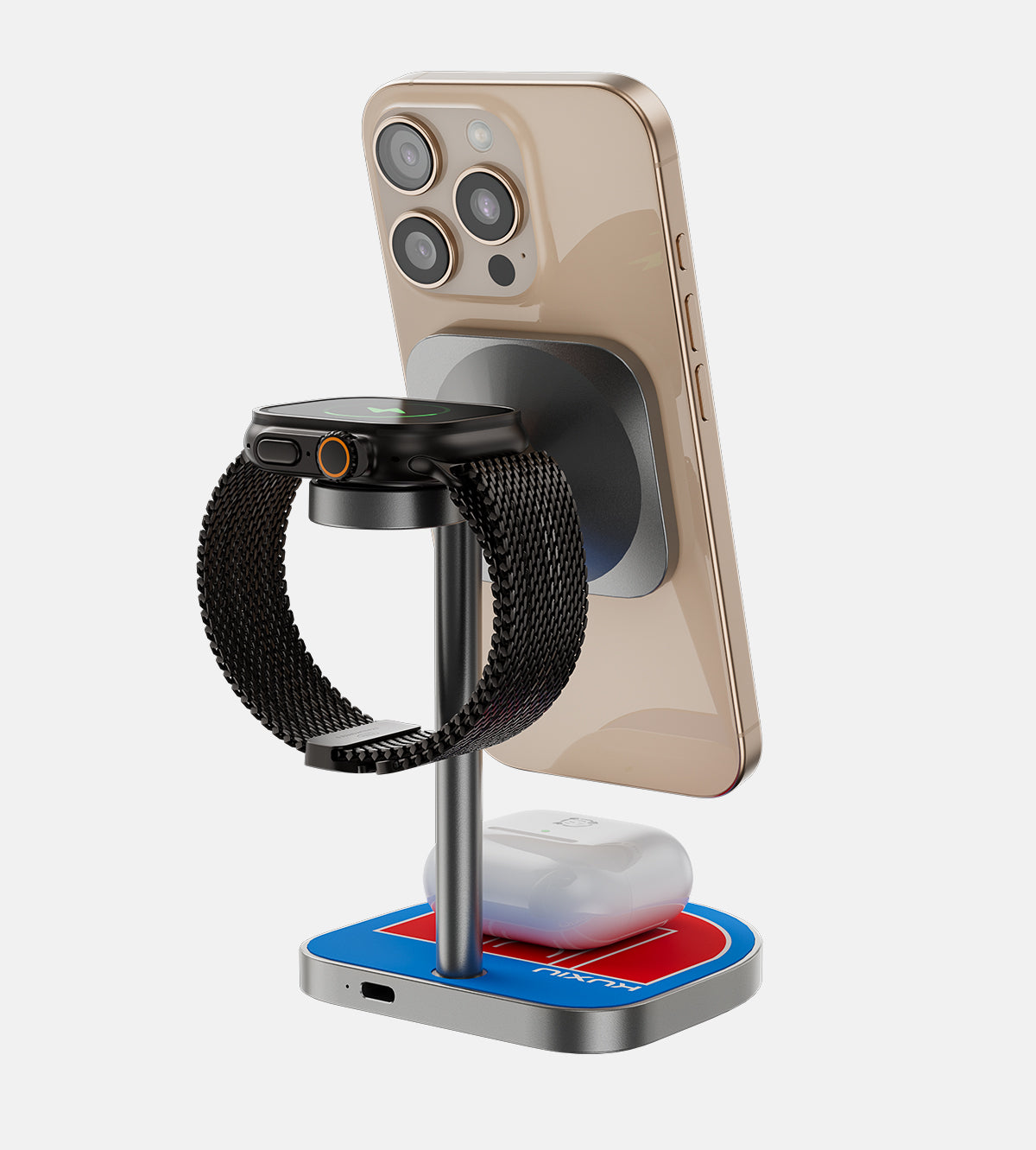 3-Point Power Creative 3-in-1 MagSafe Charging Stand · Red&Blue