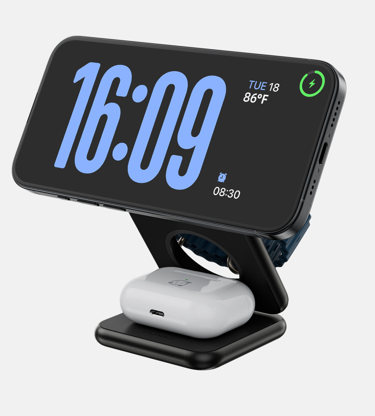 X40Q Qi2 Certified 3-in-1 MagSafe Foldable Charging Stand · Black