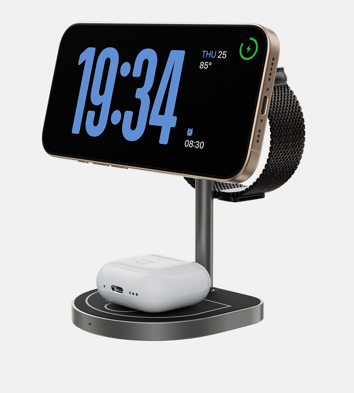 3-Point Power Creative 3-in-1 MagSafe Charging Stand · Black