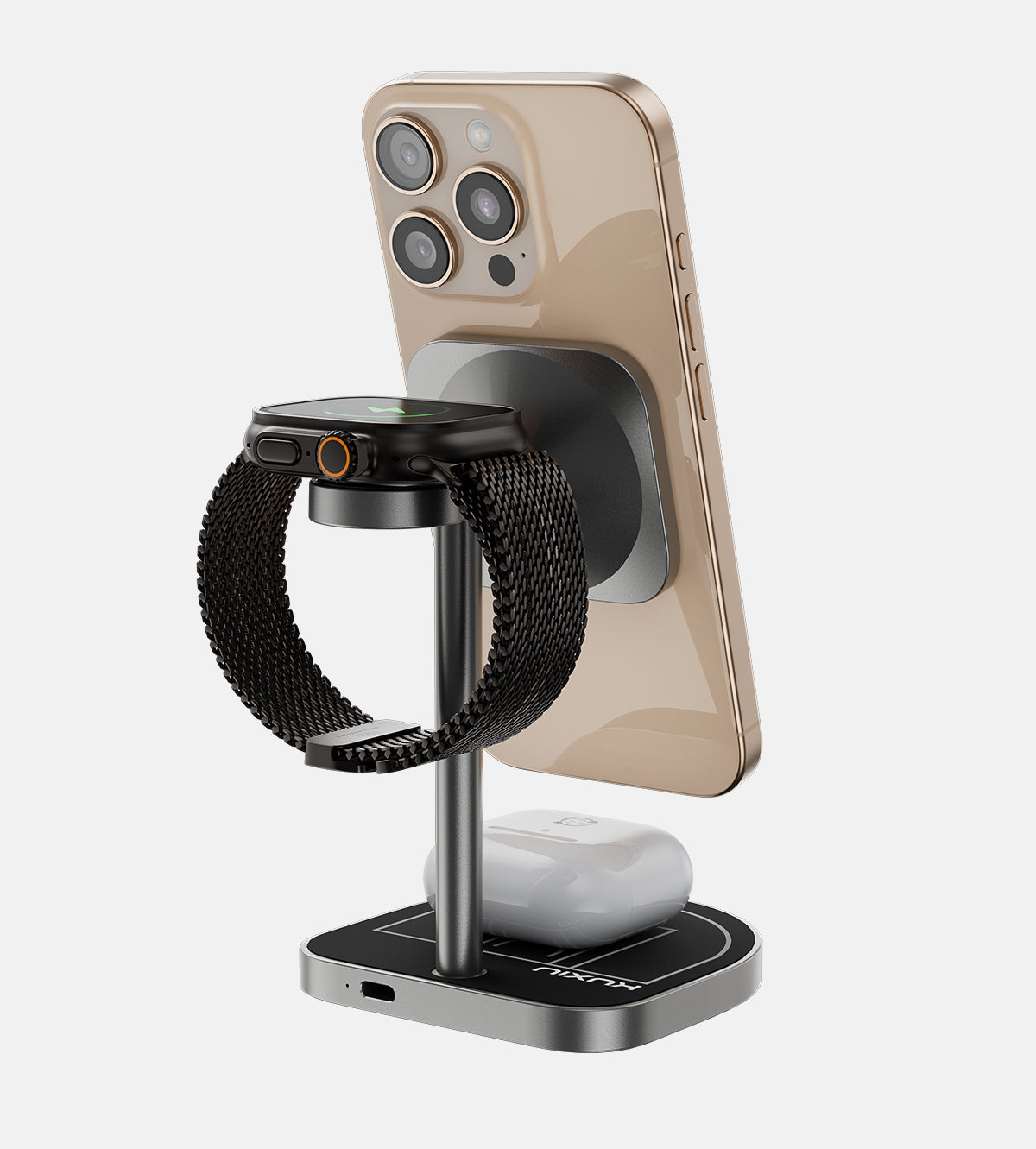 3-Point Power Creative 3-in-1 MagSafe Charging Stand · Black