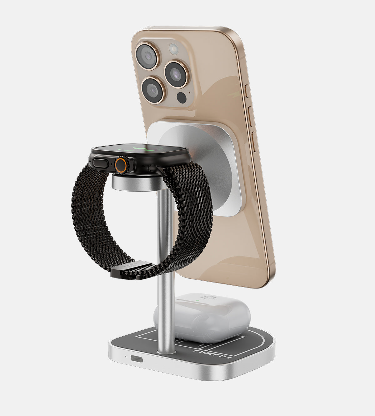 3-Point Power Creative 3-in-1 MagSafe Charging Stand · Gray