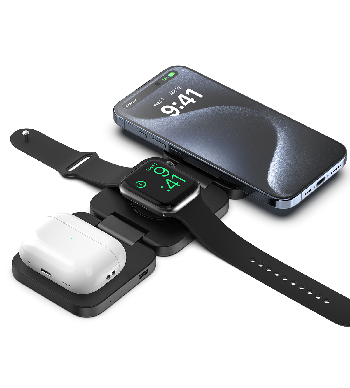 X55 3-in-1 MagSafe Foldable Charging Stand · Black