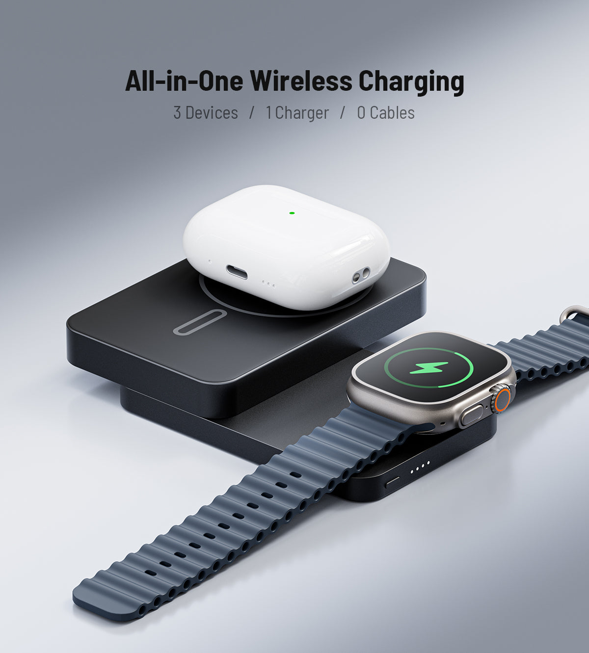 K1 Ultra Qi2.2 25W 3-in-1 MagSafe Wireless Power Bank · Black