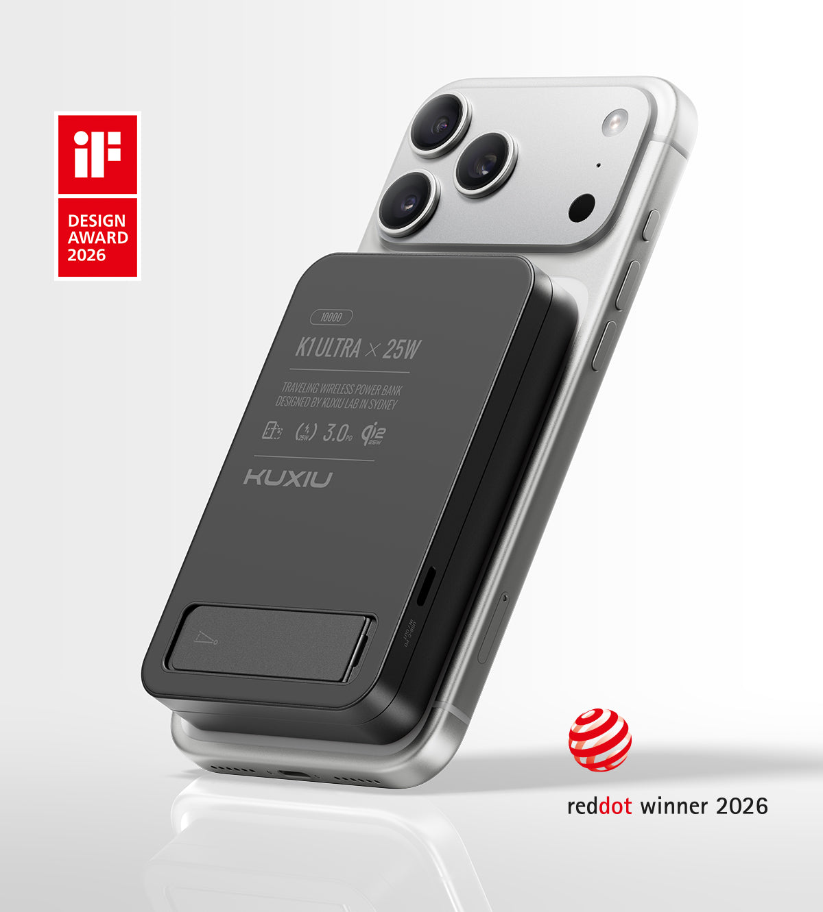 K1 Ultra Qi2.2 25W 3-in-1 MagSafe Wireless Power Bank · Black