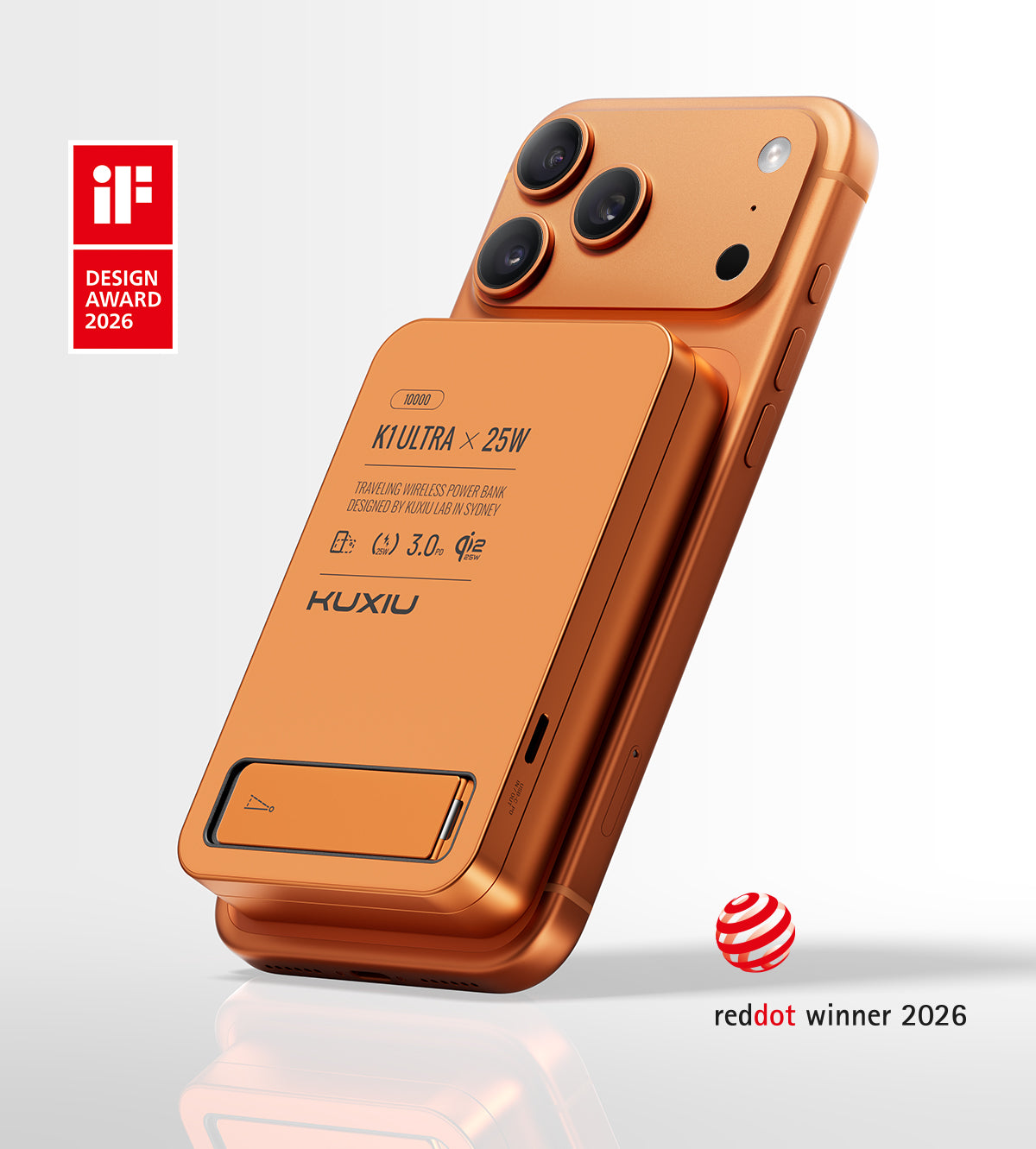 K1 Ultra Qi2.2 25W 3-in-1 MagSafe Wireless Power Bank · Cosmic Orange