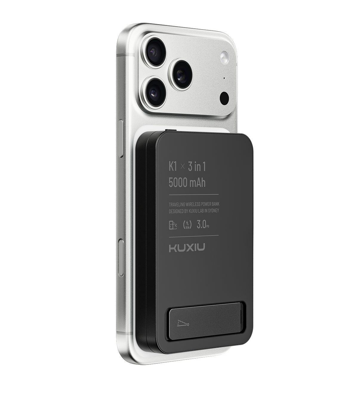 KUXIU K1 15W Fast Charging 3-in-1 MagSafe Power Bank - Black