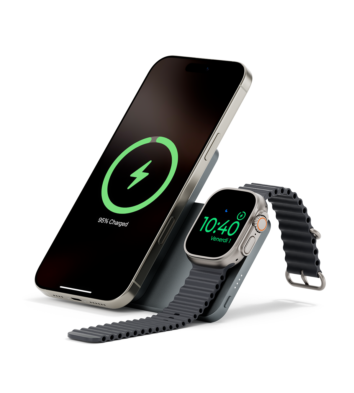 K2 Qi2-Certified 15W Fast Charging 3-in-1 MagSafe Power Bank · Gray