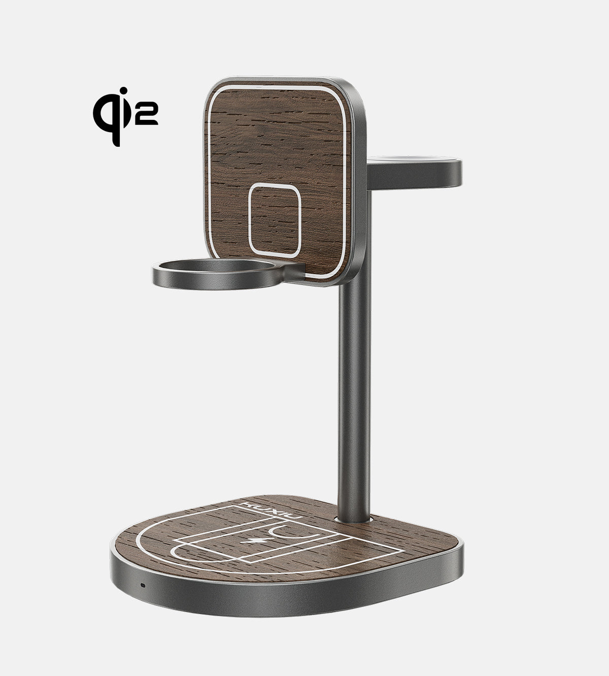 3-Point Power Creative Qi2 Certified 3-in-1 MagSafe Charging Stand · Wood Grain