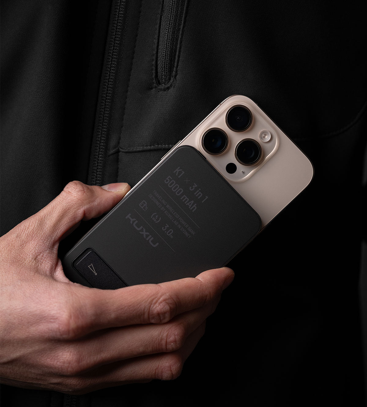 KUXIU K1 15W Fast Charging 3-in-1 MagSafe Power Bank - Black