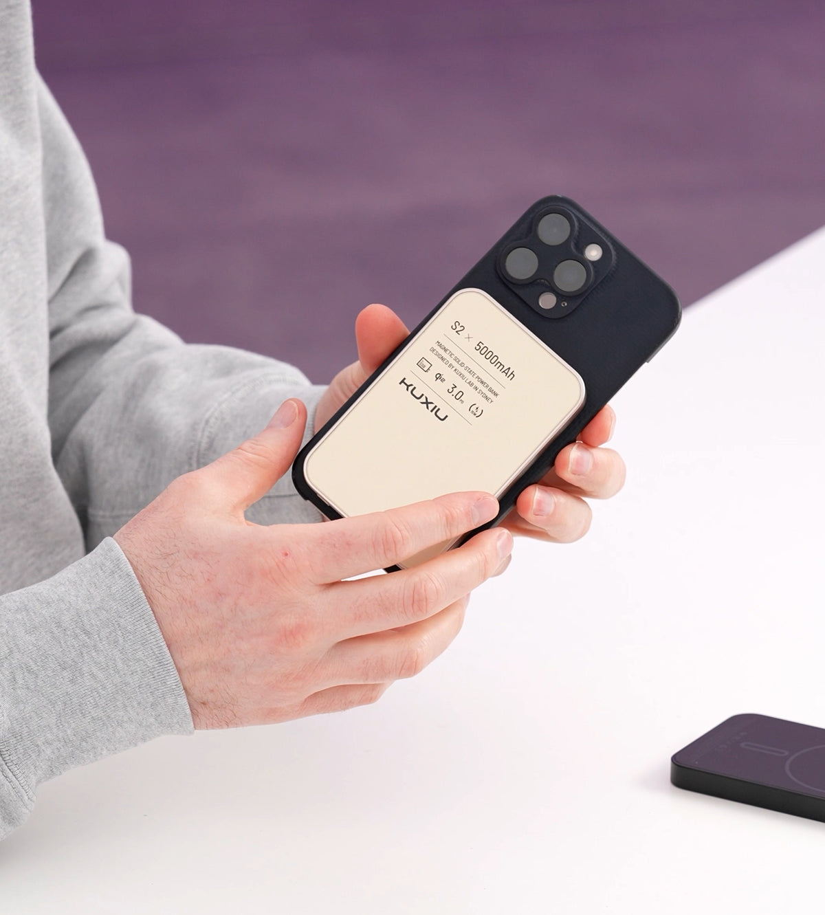 S2 Qi2-Certified MagSafe Solid-State Power Bank · Natural titanium