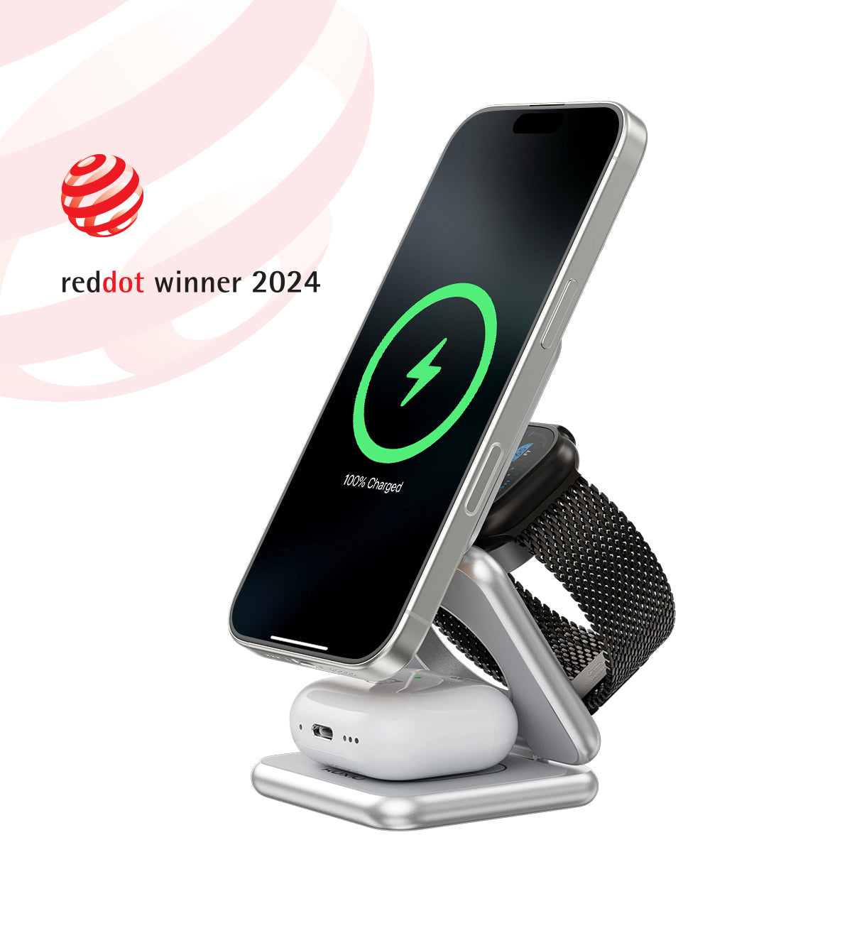 X40 3-in-1 MagSafe Foldable Charging Stand · Silver