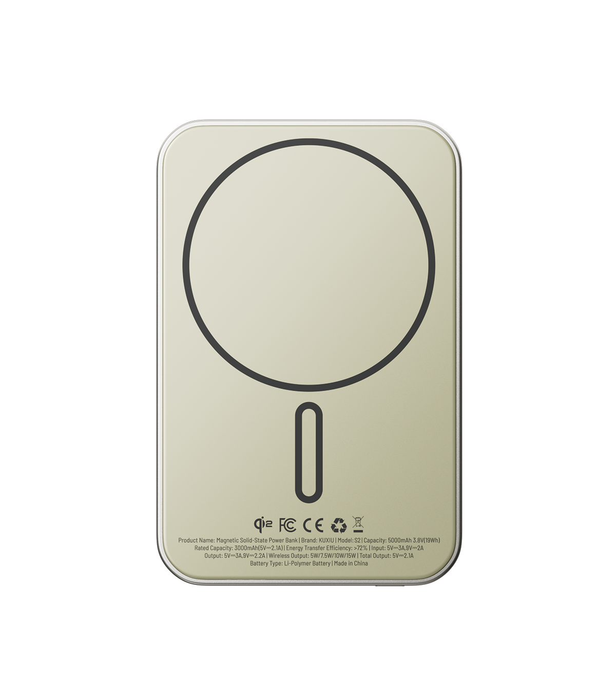 S2 Qi2-Certified MagSafe Solid-State Power Bank · Natural titanium
