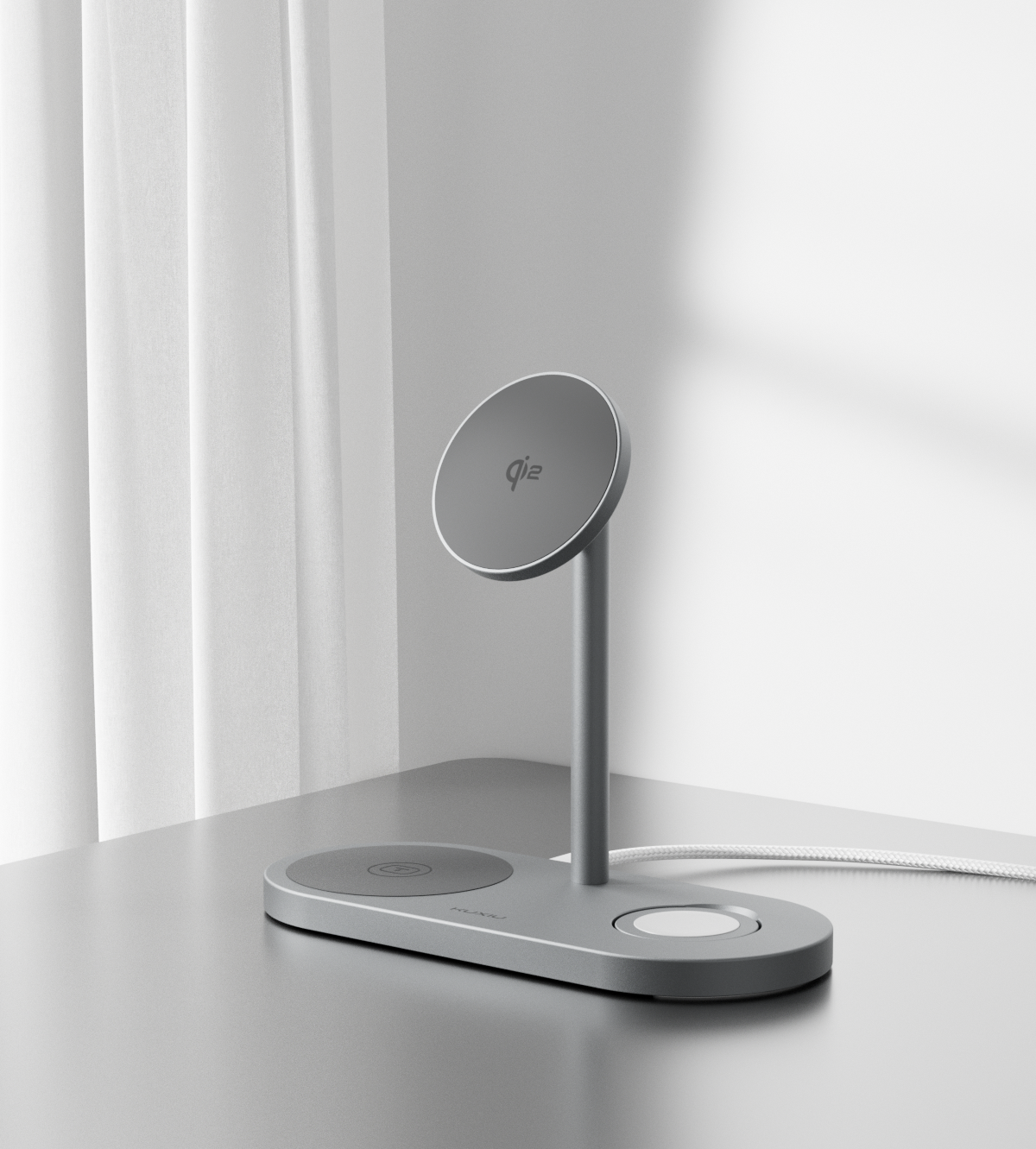 X23Q Qi2 Certified 3-in-1 MagSafe Charging Stand · Gray
