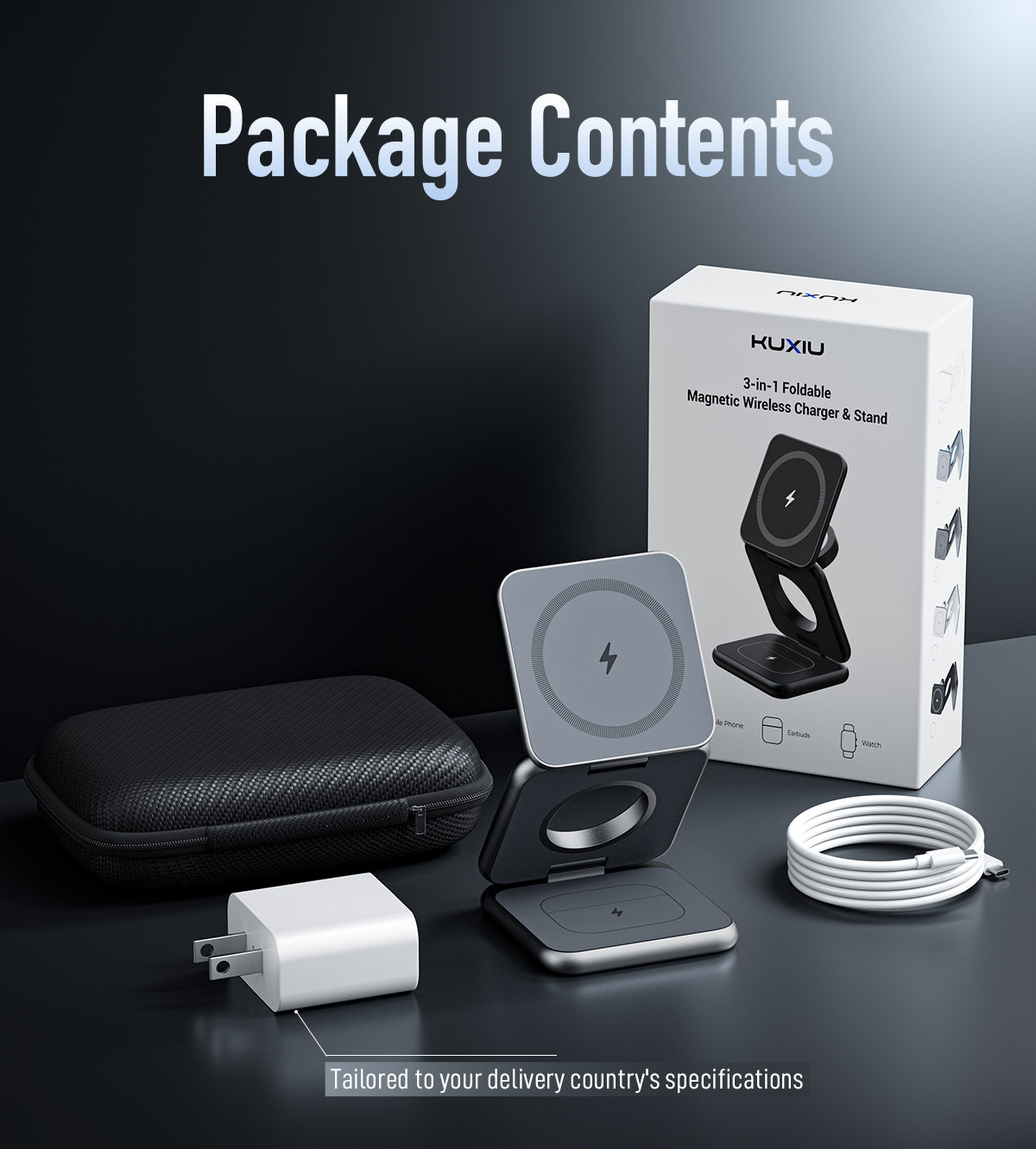 X40 3-in-1 MagSafe Foldable Charging Stand · Gray