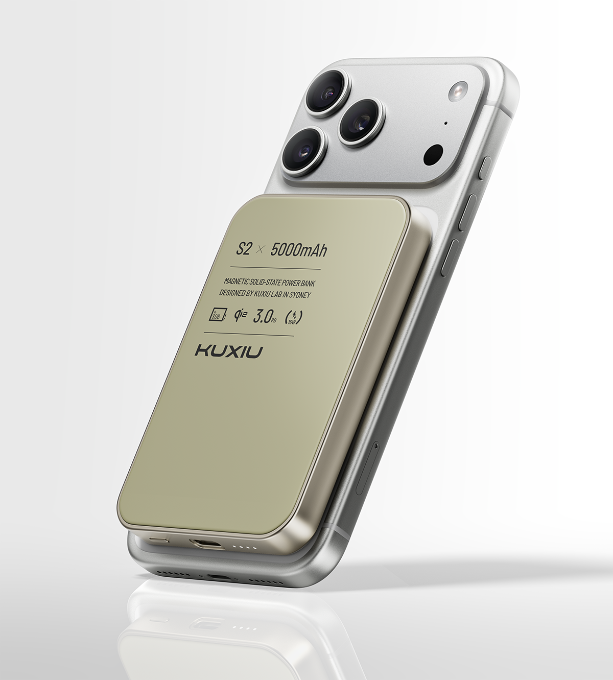 S2 Qi2-Certified MagSafe Solid-State Power Bank · Natural titanium