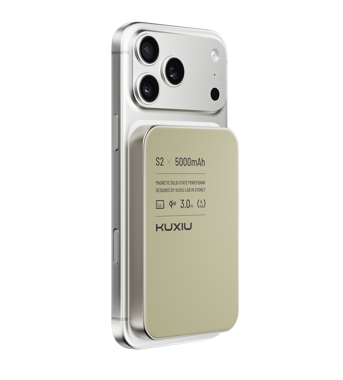 S2 Qi2-Certified MagSafe Solid-State Power Bank · Natural titanium
