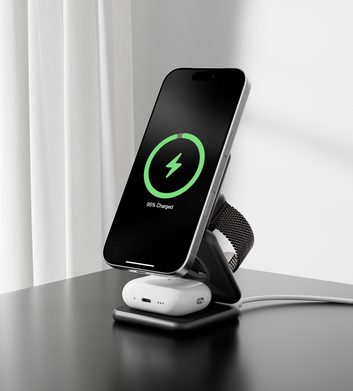 X40 3-in-1 MagSafe Foldable Charging Stand · Black