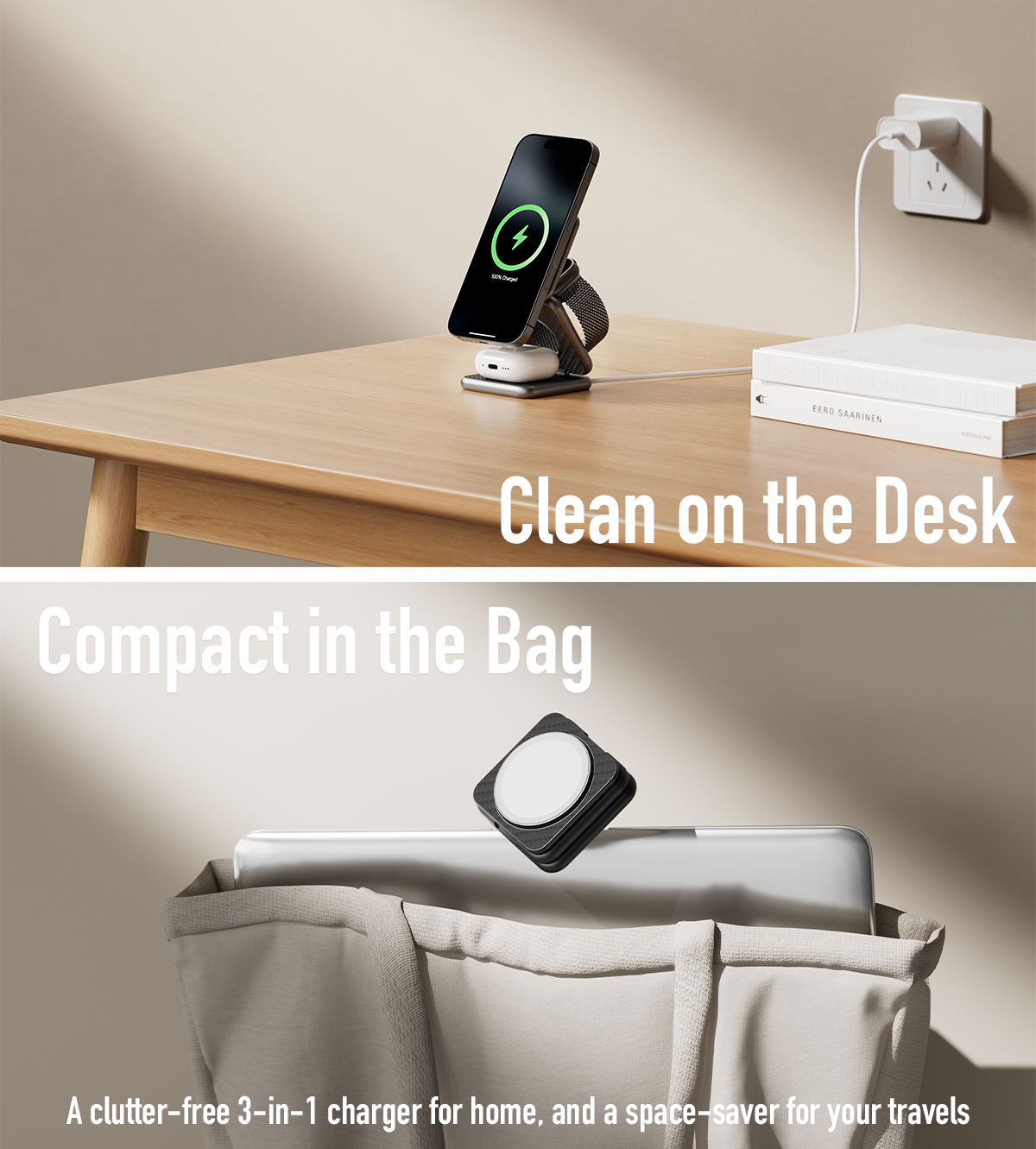 X40 3-in-1 MagSafe Foldable Charging Stand · Carbon Fiber