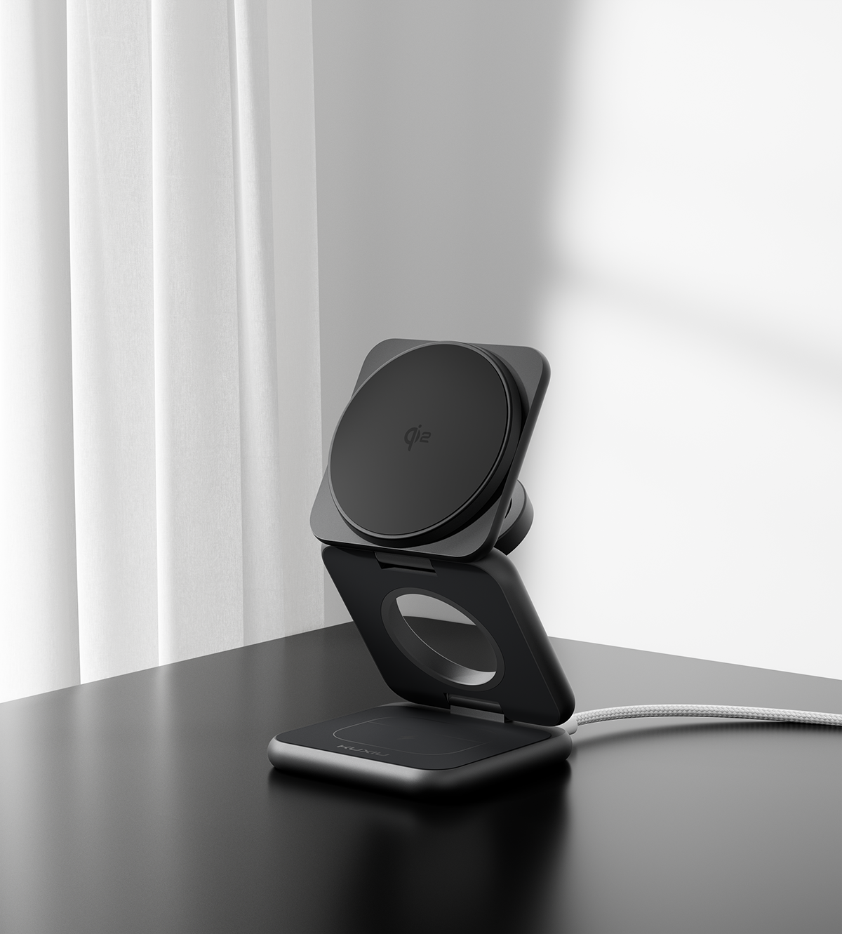 X40Q Qi2 Certified 3-in-1 MagSafe Foldable Charging Stand · Black