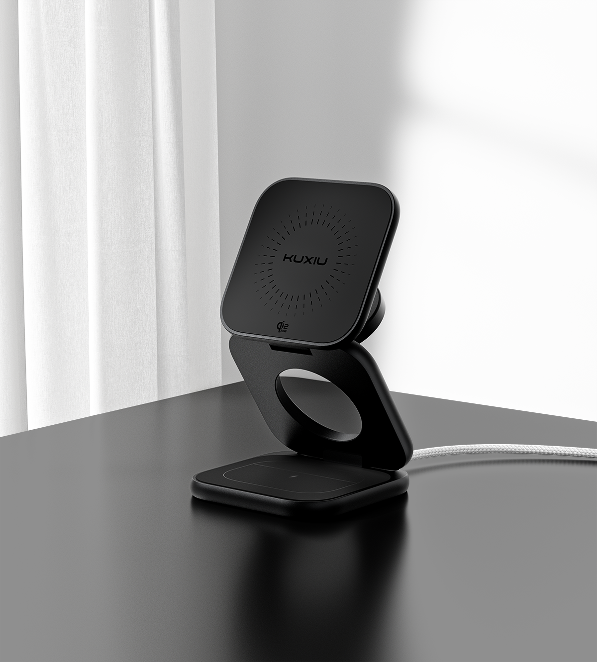 X40 Turbo Qi2.2 3-in-1 MagSafe Foldable Charging Stand · Black