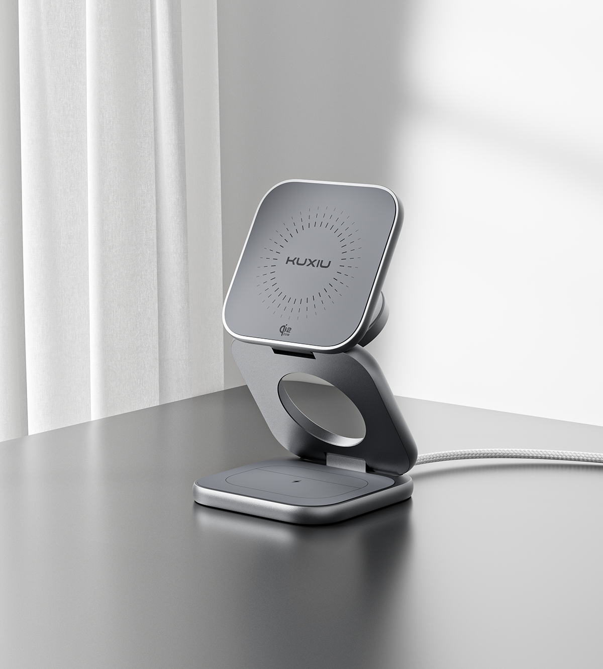 X40 Turbo Qi2.2 3-in-1 MagSafe Foldable Charging Stand · Gray