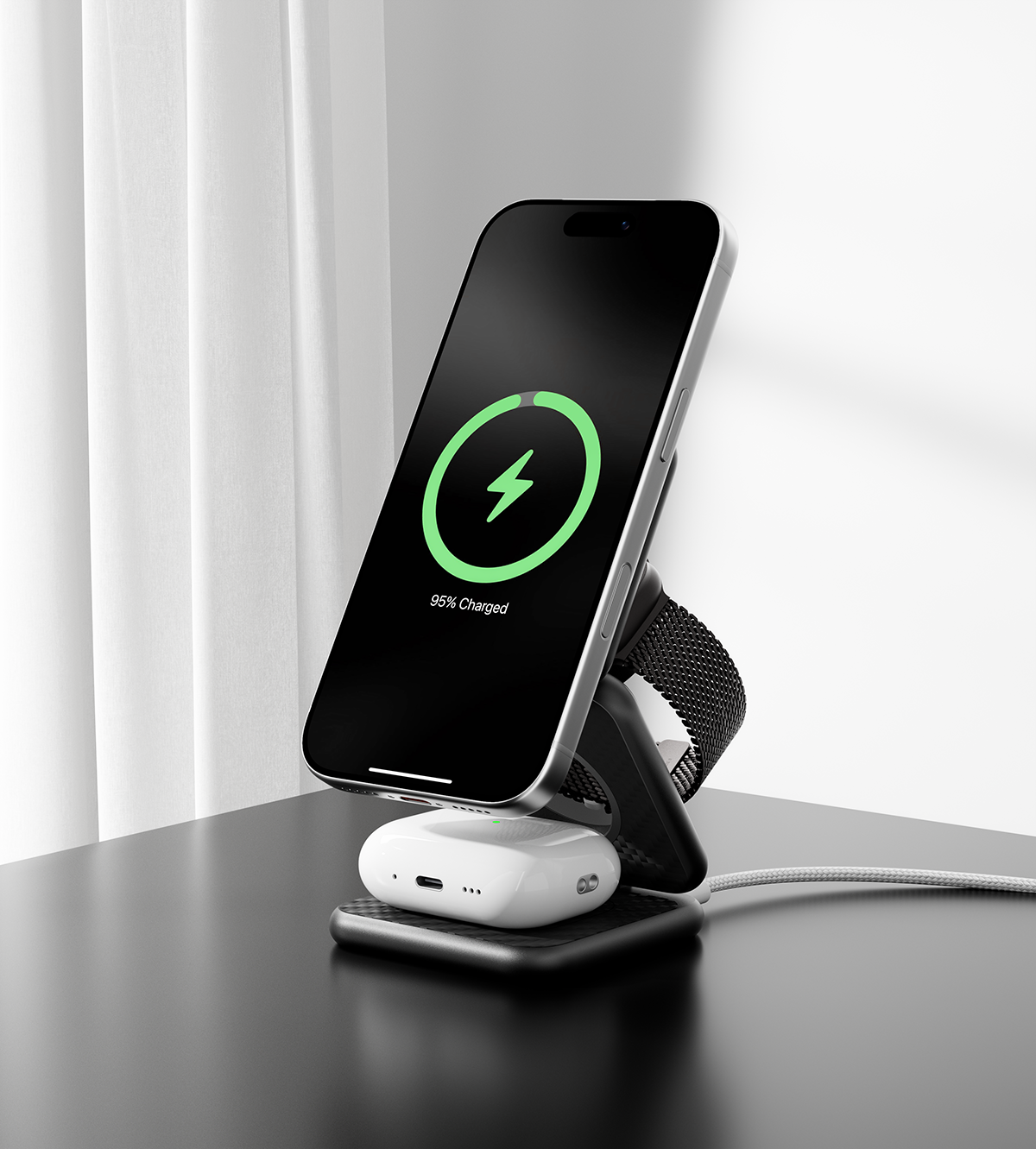 X40 3-in-1 MagSafe Foldable Charging Stand · Carbon Fiber