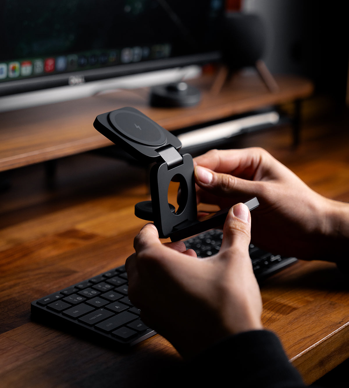 X55 3-in-1 MagSafe Foldable Charging Stand · Black