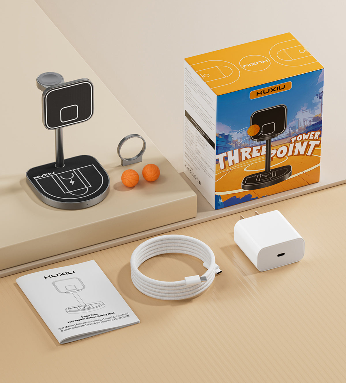 3-Point Power Creative 3-in-1 MagSafe Charging Stand · Black