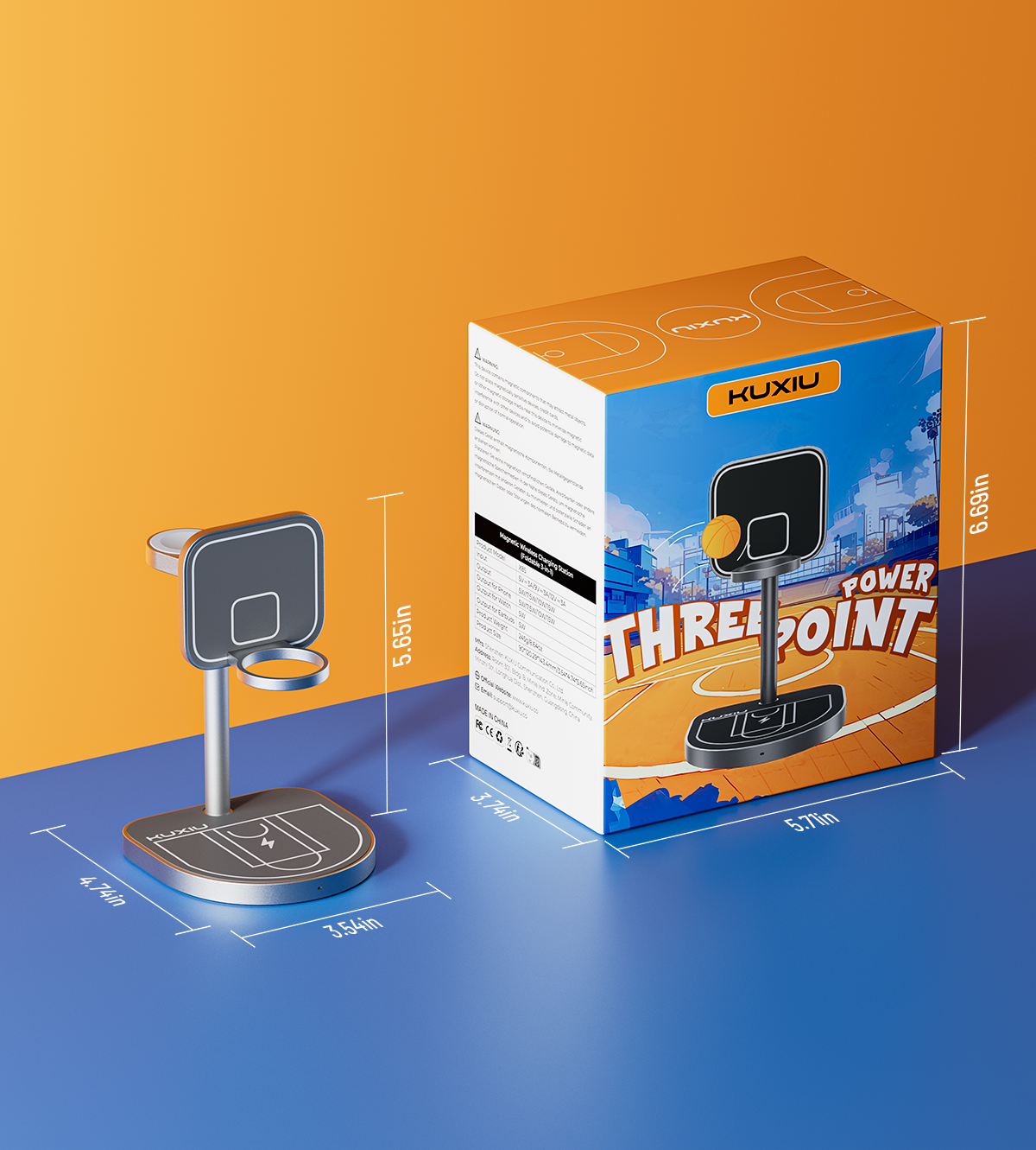 3-Point Power Creative 3-in-1 MagSafe Charging Stand · Gray