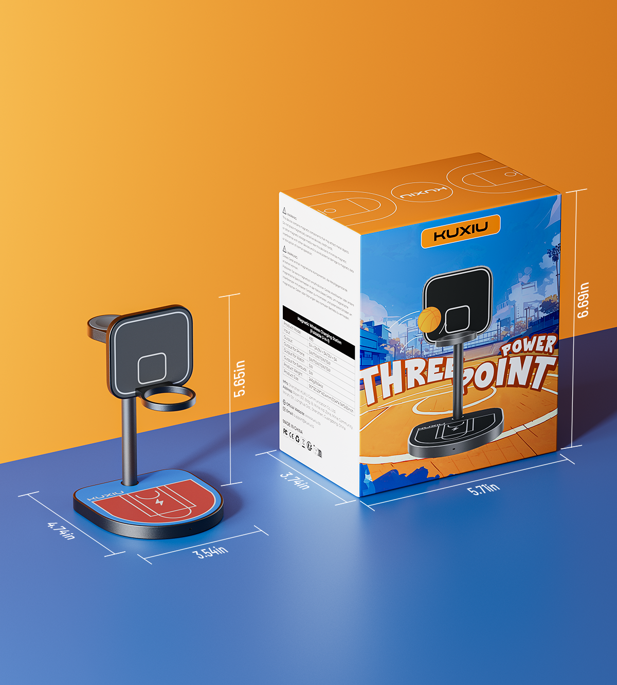 3-Point Power Creative 3-in-1 MagSafe Charging Stand · Red&Blue