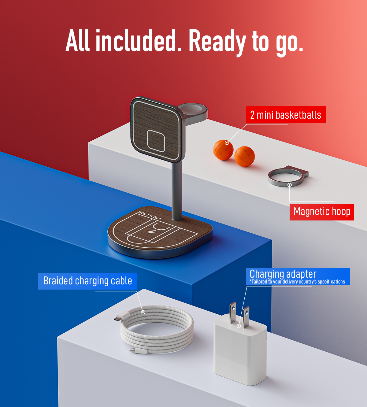 3-Point Power Creative Qi2 Certified 3-in-1 MagSafe Charging Stand · Wood Grain