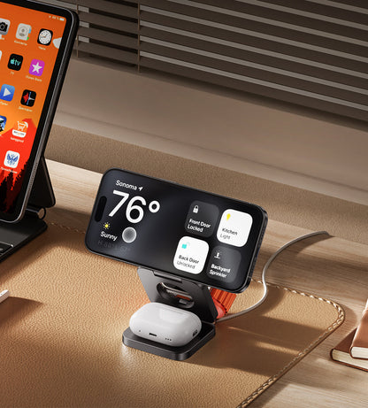 X55 3-in-1 MagSafe Foldable Charging Stand · Gray