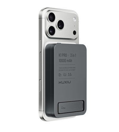 KUXIU K1 15W Fast Charging 3-in-1 MagSafe Power Bank - Gray
