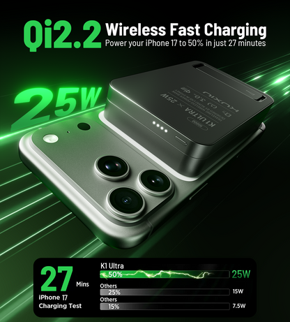 K1 Ultra Qi2.2 25W 3-in-1 MagSafe Wireless Power Bank · Black