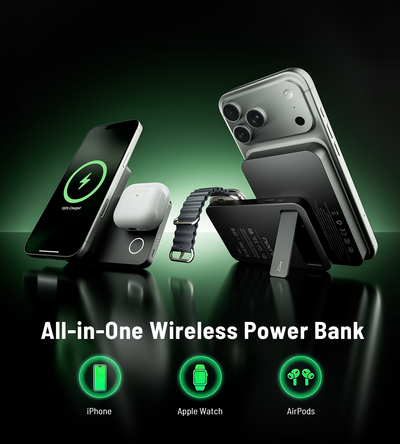 K1 Ultra Qi2.2 25W 3-in-1 MagSafe Wireless Power Bank · Black