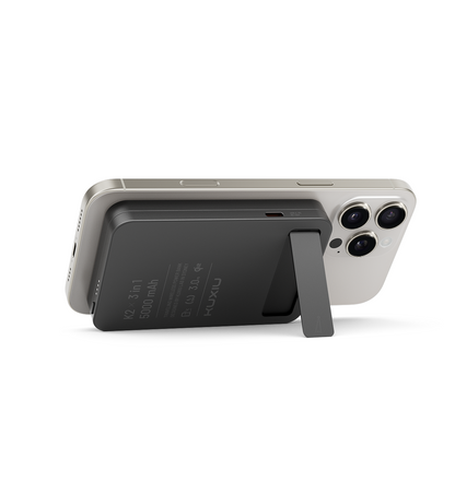 K2 Qi2-Certified 15W Fast Charging 3-in-1 MagSafe Power Bank · Black