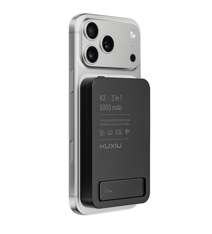K2 Qi2-Certified 15W Fast Charging 3-in-1 MagSafe Power Bank · Black