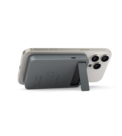 K2 Qi2-Certified 15W Fast Charging 3-in-1 MagSafe Power Bank · Gray
