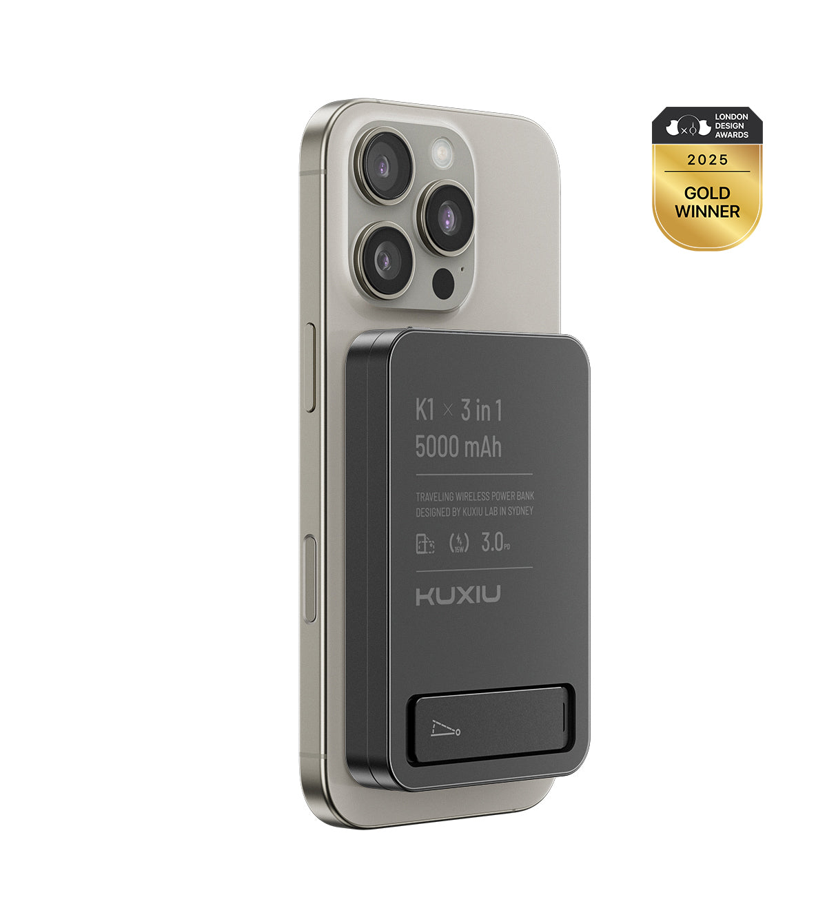 KUXIU K1 15W Fast Charging 3-in-1 MagSafe Power Bank - Black