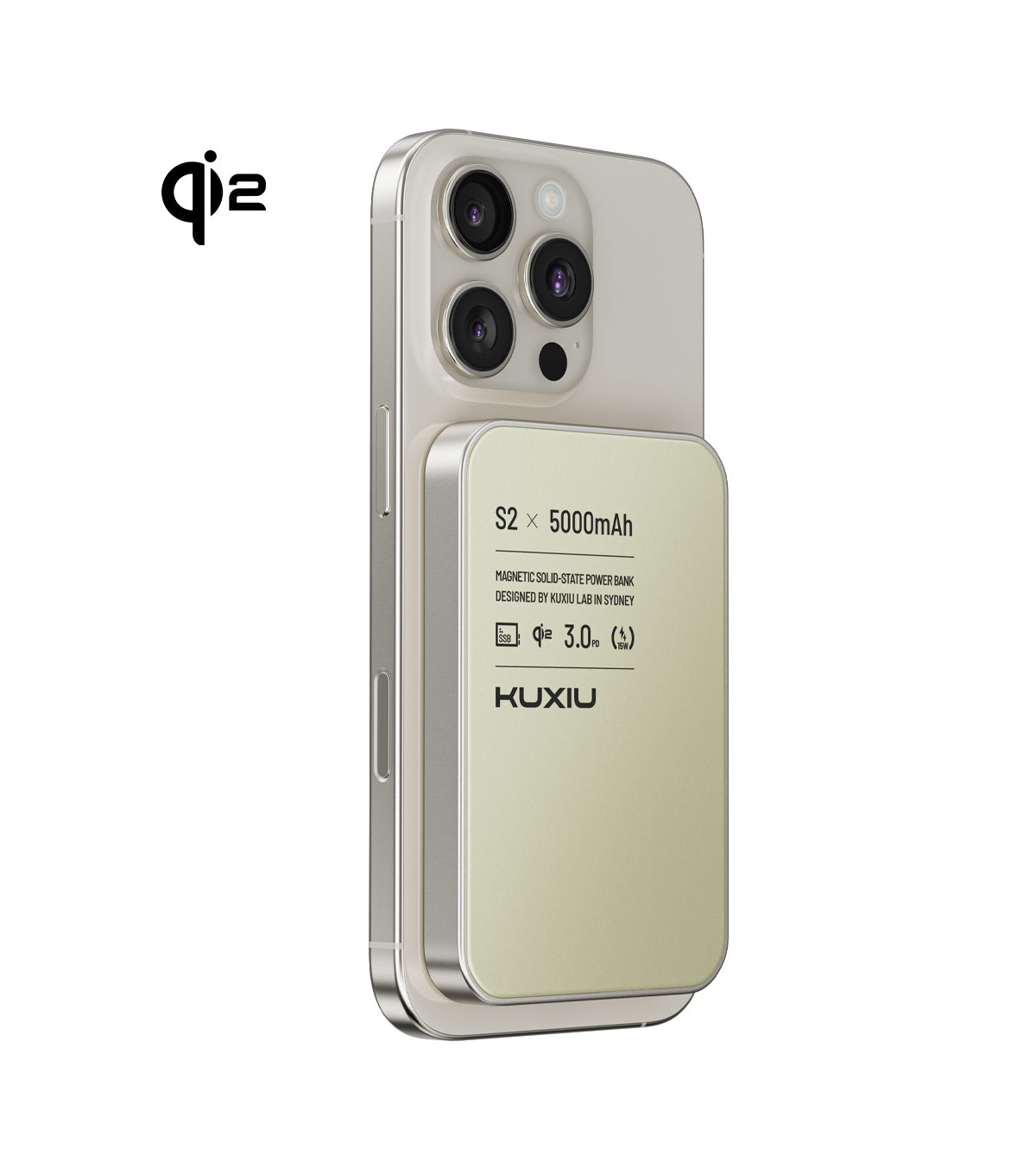 S2 Qi2-Certified MagSafe Solid-State Power Bank · Natural titanium
