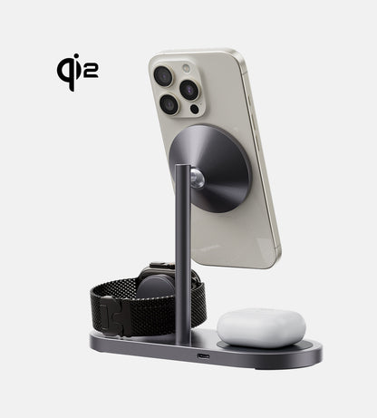 X23Q Qi2 Certified 3-in-1 MagSafe Charging Stand · Gray