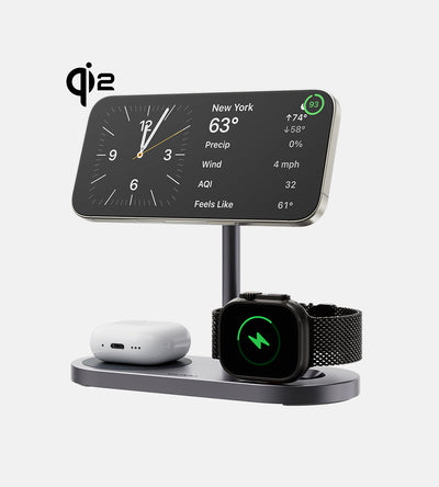 X23Q Qi2 Certified 3-in-1 MagSafe Charging Stand · Gray