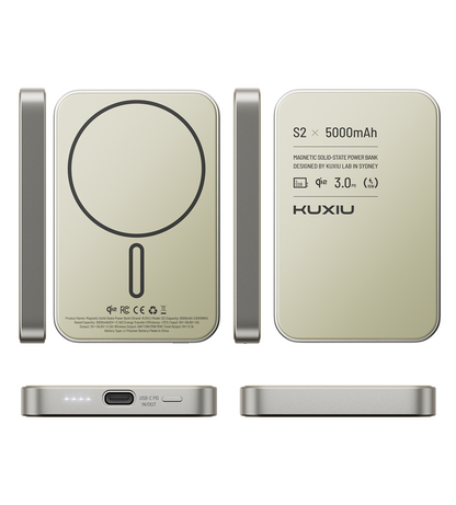 S2 Qi2-Certified MagSafe Solid-State Power Bank · Natural titanium