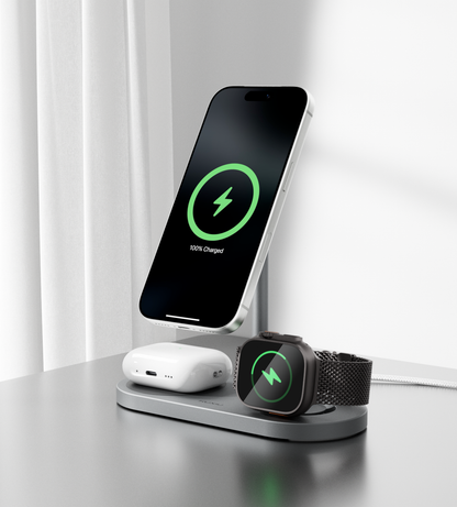 X23Q Qi2 Certified 3-in-1 MagSafe Charging Stand · Gray