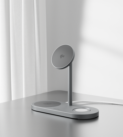 X23Q Qi2 Certified 3-in-1 MagSafe Charging Stand · Gray