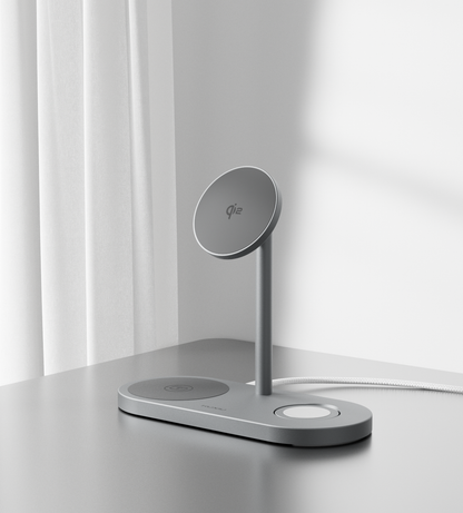 X23Q Qi2 Certified 3-in-1 MagSafe Charging Stand · Gray