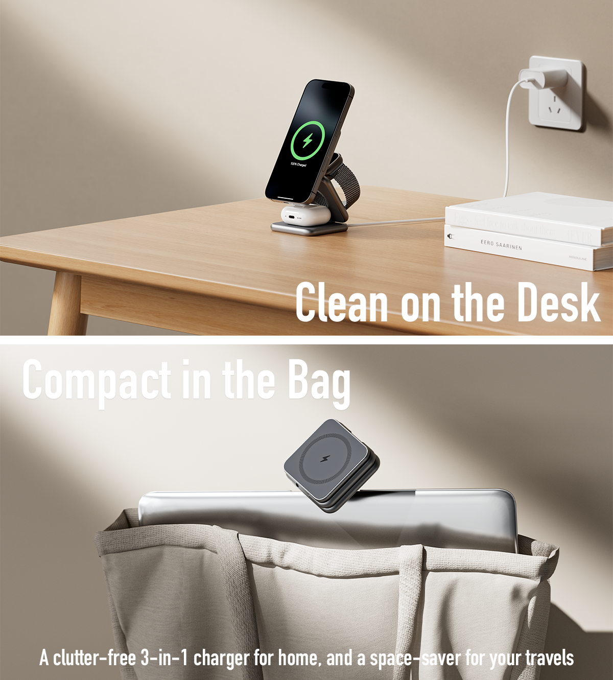 X40 3-in-1 MagSafe Foldable Charging Stand · Gray