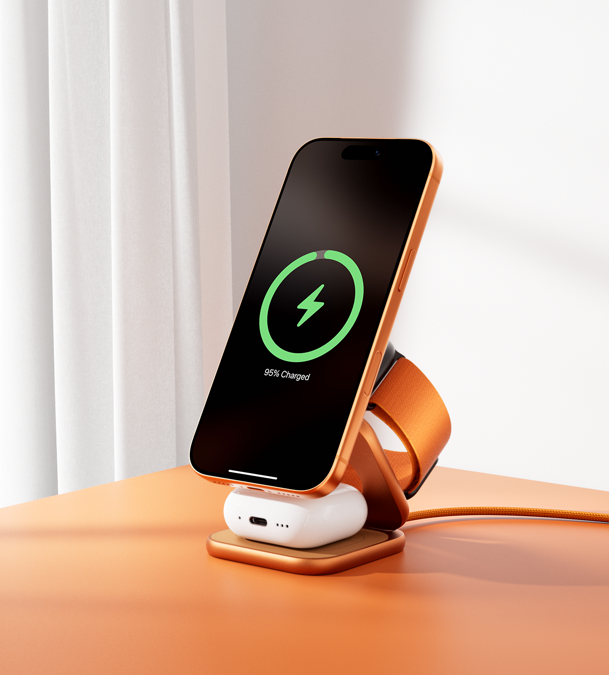 X40 Turbo Qi2.2 3-in-1 MagSafe Foldable Charging Stand · Cosmic Orange