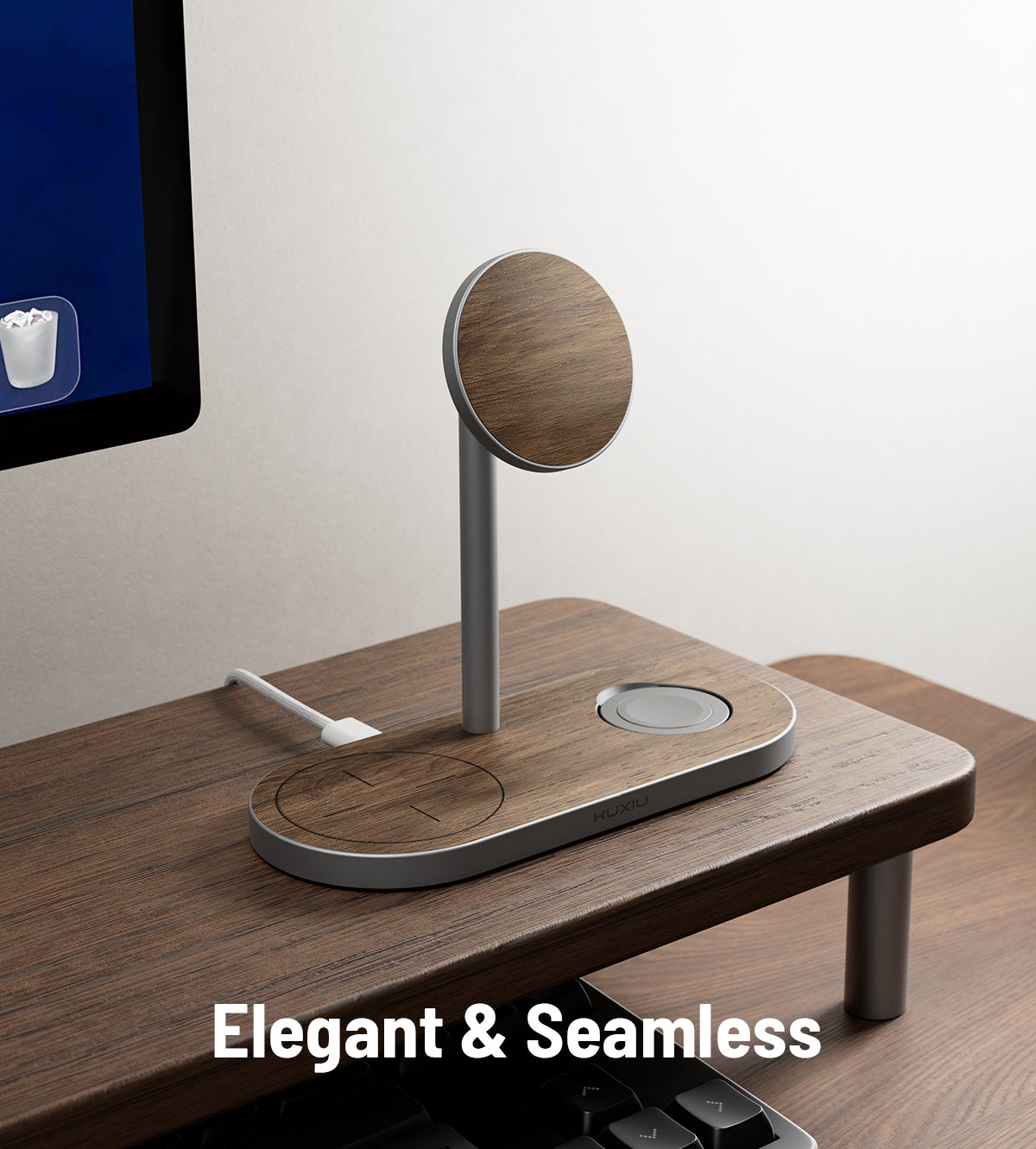 X23 Pro 4-in-1 MagSafe Dual-Core Fast Charging Stand · Wood Grain