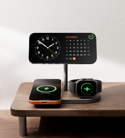 X23 Pro 4-in-1 MagSafe Dual-Core Fast Charging Stand · Wood Grain
